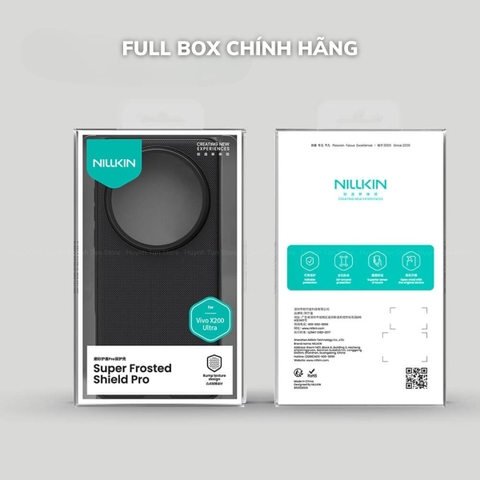 Ốp lưng Vivo x200 ultra đen viền dẻo lưng sần chống vân tay chống sốc Nillkin Super Frosted