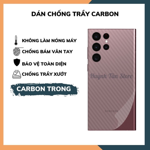 Miếng dán samsung s22 ultra carbon trong và đen chống trầy xướt chống bám vân tay phụ kiện huỳnh tân store