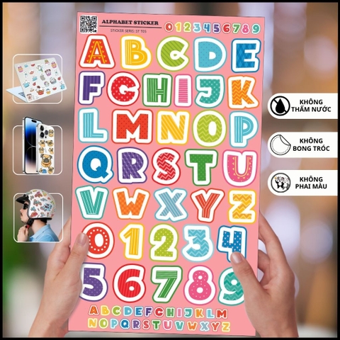 Sticker Alphabet bóng ST T05 bảng chữ cái cho trẻ học tập và vui chơi giải trí đa dạng màu sắc thu hút ánh nhìn trẻ con