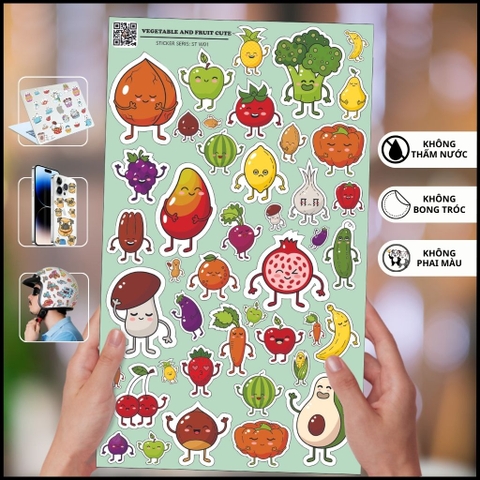 Sticker vegetable and fruit cute bóng ST W01 thích hợp cho phụ huynh muốn các bé hiểu biết về các loại rau củ
