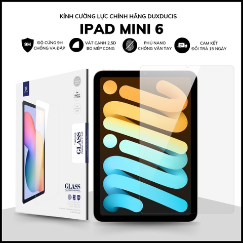 Cường lực ipad mini 6 8.3 inch trong suốt KHÔNG VIỀN ĐEN chống bám vân tay chính hãng DUXDUCIS phụ kiện