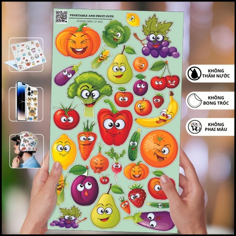 Hình dán vegetable and fruit ST W02 với nhiều loại rau củ đa dạng phù hợp cho phụ huynh dạy muốn dạy cho bé