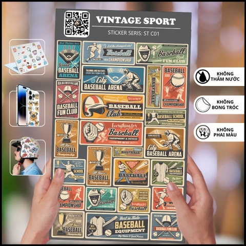 Sticker du lịch Vintage Sport ST C01 chống thấm xước dán trên mọi bề mặt dễ dàng gỡ bỏ không để lại keo phụ kiện huỳnh tân store