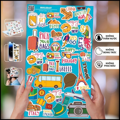 Holiday ST Q02 hình dán sticker chống thấm nước trang trí mũ bảo hiểm laptop điện thoại notebook huỳnh tân store