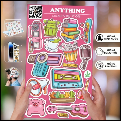 Hình dán sticker Anything ST O06 chống thấm nước trang trí mũ bảo hiểm laptop điện thoại notebook phụ kiện huỳnh tân store