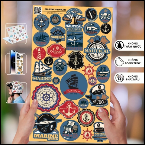 Hình dán sticker sinh vật biển Marine nhám ST R01 chống thấm nước trang trí mũ bảo hiểm laptop điện thoại notebook