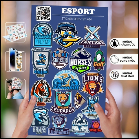 Hình dán sticker thể thao điện tử Esport ST K04 chống thấm xước bay màu hình dán mũ bảo hiểm laptop điện thoại phụ kiện huỳnh tân store
