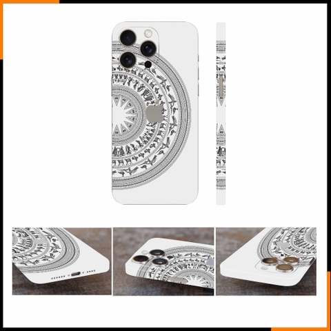Dán skin điện thoại Iphone 15 Pro, Iphone 15 Pro Max full body và camera nhập khẩu chính hãng USA phụ kiện điện thoại huỳnh tân store - Trống đồng nửa  - Warp Skin Collection