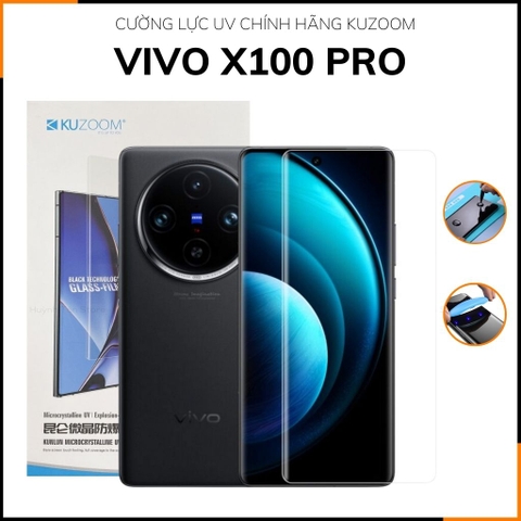 Cường lực vivo x100 pro UV trong suốt keo lỏng chính hãng kuzoom chống va đập vân tay nhạy phụ kiện huỳnh tân store