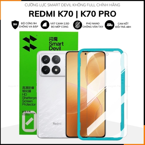 Kính cường lực redmi k70, k70 pro trong suốt KHÔNG FULL MÀN chống bám vân tay chính hãng SMART DEVIL huỳnh tân store