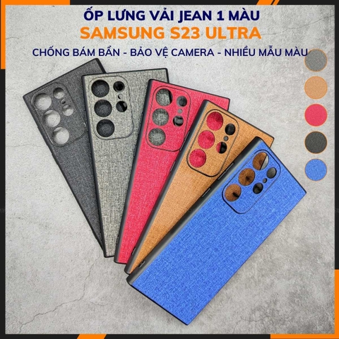 Ốp lưng samsung s23 ultra chống vân tay nhựa cứng viền đen vải jean 1 màu phụ kiện điện thoại huỳnh tân store