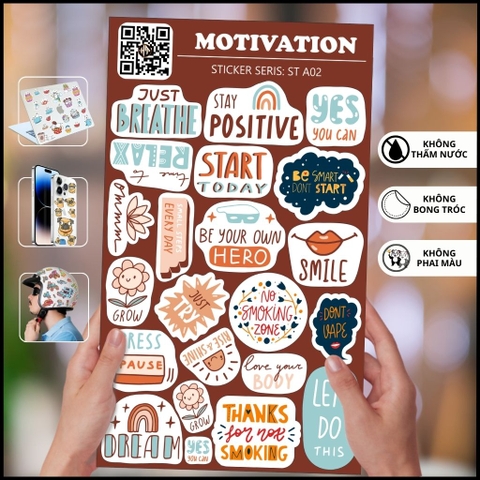 Sticker những câu thành ngữ hay Motivation ST A02 chống thấm xước dán trên mọi bề mặt dễ dàng gỡ bỏ không để lại keo phụ kiện huỳnh tân store