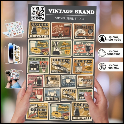 Hình dán sticker thương hiệu Vintage Brand ST D04 chống thấm xước bay màu hình dán laptop điện thoại phụ kiện huỳnh tân store