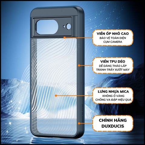 Ốp lưng google pixel 8 aimo chính hãng duxducis chống va đập trong suốt không ố vàng huỳnh tân store