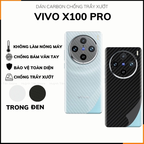 Miếng dán vivo x100 pro carbon trong và đen chống trầy xướt chống bám vân tay phụ kiện điện thoại huỳnh tân store