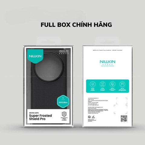 Ốp lưng Xiaomi Mi 15 ultra đen viền dẻo lưng sần chống vân tay chống sốc Nillkin Super Frosted
