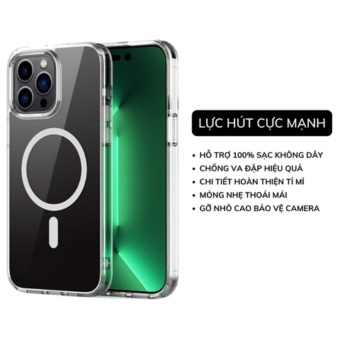Ốp lưng IPhone 14 15 16 Pro Max Trong Suốt LIKGUS hỗ trợ sạc không dây chống sốc chống ố vàng