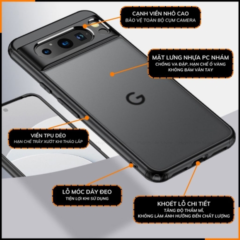 Ốp lưng google pixel 8 pro chống sốc chống vân tay NHÁM VIỀN MÀU VER 2 bảo vệ camera phụ kiện huỳnh tân store