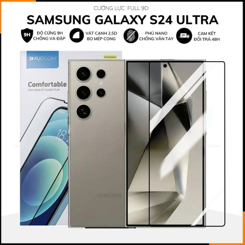 Cường lực samsung s24 ultra s24 plus s24 s24FE / s23 FE trong suốt full màn hình chống bám vân tay chính hãng KUZOOM  phụ kiện điện thoại huỳnh tân store