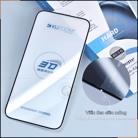 Kính cường lực iphone 17 pro max , ip 16 pro max , ip 15 pro max  trong suốt FULL MÀN không lẹm viền chính hãng KUZOOM phụ kiện điện thoại huỳnh tân store