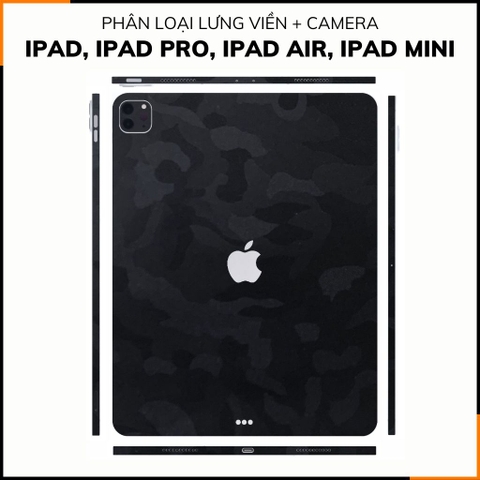 Dán skin ipad , ipad pro, ipad air , ipad mini full body và camera chính hãng 3M - CAMO BLACK  - SK-B12-01 phụ kiện điện thoại huỳnh tân store
