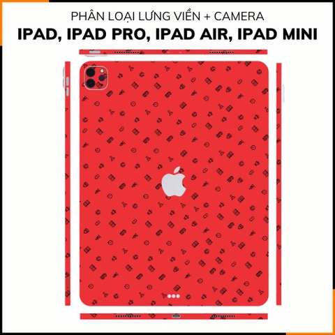 Dán skin ipad , ipad pro, ipad air , ipad mini full body và camera chính hãng 3M - MANY STICKER RED -  SK A14 01 phụ kiện điện thoại huỳnh tân store