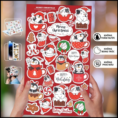 Hình dán Sticker giáng sinh Merry Christmas ST P02 đa dạng với mẫu trang trí độc đáo làm mới không gian với mọi bề mặt gỡ phụ kiện huỳnh tân store