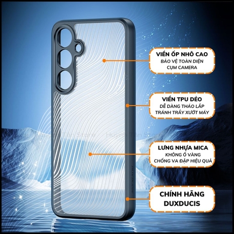 Ốp lưng samsung s25 / s24 aimo chính hãng duxducis chống va đập trong suốt không ố vàng huỳnh tân store