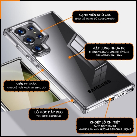 Ốp lưng samsung s24 ultra chống sốc CLEAR COLOR VER 4 trong suốt không ố vàng bảo vệ camera phụ kiện huỳnh tân store