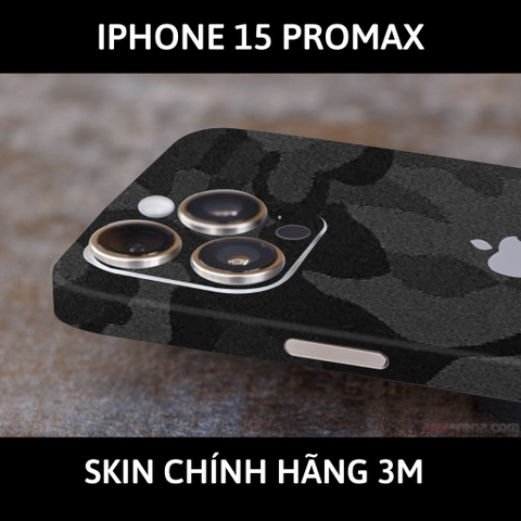 Dán skin điện thoại Iphone 15 Pro, Iphone 15 Pro Max full body và camera nhập khẩu chính hãng USA phụ kiện điện thoại huỳnh tân store - Camo Black - Warp Skin Collection