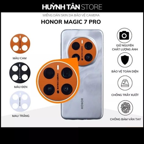 Miếng dán camera honor magic 7 pro skin mccal vân da in logo máy ảnh chống trầy xướt bảo vệ camera