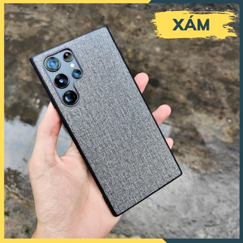 Ốp lưng samsung s22 ultra chống vân tay nhựa cứng viền đen vải jean 1 màu phụ kiện điện thoại huỳnh tân store