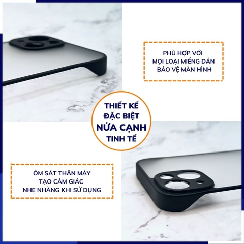 Ốp lưng iphone 14 pro max nửa cạnh lưng nhám chống bám vân tay bảo vệ camera phụ kiện huỳnh tân store
