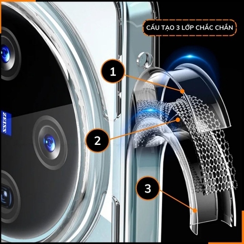 Ốp lưng vivo x100 pro chống sốc CLEAR COLOR VER 4 trong suốt không ố vàng bảo vệ camera phụ kiện huỳnh tân store