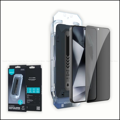 Kính Cường Lực Samsung S25 Ultra/ S25 Plus/ S25 Fold 7 trong suốt, chống nhìn trộm Nillkin Cảm Ứng Vân Tay Siêu Nhạy Kèm Khung Trợ Dán