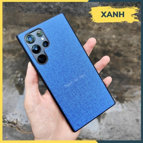 Ốp lưng samsung s22 ultra chống vân tay nhựa cứng viền đen vải jean 1 màu phụ kiện điện thoại huỳnh tân store