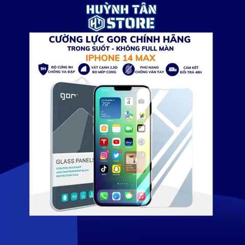 Kính cường lực iphone 14 plus trong suốt không full màn chống bám vân tay chính hãng Gor phụ kiện huỳnh tân store