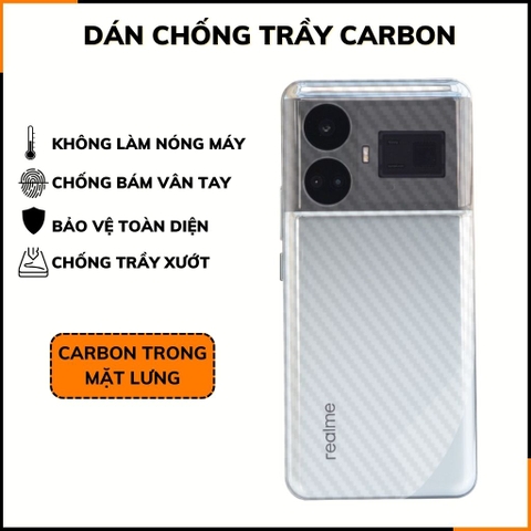 Miếng dán realme gt 5 carbon trong và đen chống trầy xướt chống bám vân tay phụ kiện điện thoại huỳnh tân store