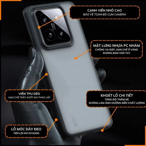 Ốp lưng xiaomi mi 14, 14 pro chống sốc chống vân tay NHÁM VIỀN MÀU VER 2 bảo vệ camera phụ kiện huỳnh tân store