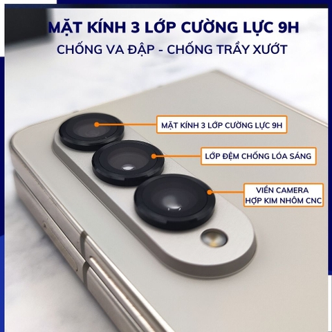 Cường lực camera z fold 4 chính hãng KUZOOM viền nhiều màu chất lượng rõ nét bảo vệ toàn diện cụm camera phụ kiện huỳnh tân store