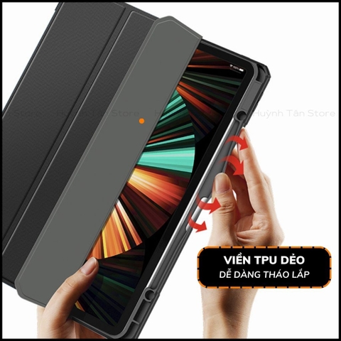 BAO DA ipad pro 11 inch 12,9 inch topy series chính hãng duxducis chống va đập có khay khe để bút