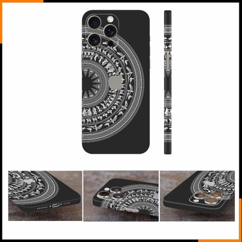 Dán skin điện thoại Iphone 15 Pro, Iphone 15 Pro Max full body và camera nhập khẩu chính hãng USA phụ kiện điện thoại huỳnh tân store - Trống đồng nửa  - Warp Skin Collection