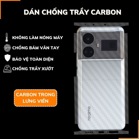 Miếng dán realme gt 5 carbon trong và đen chống trầy xướt chống bám vân tay phụ kiện điện thoại huỳnh tân store