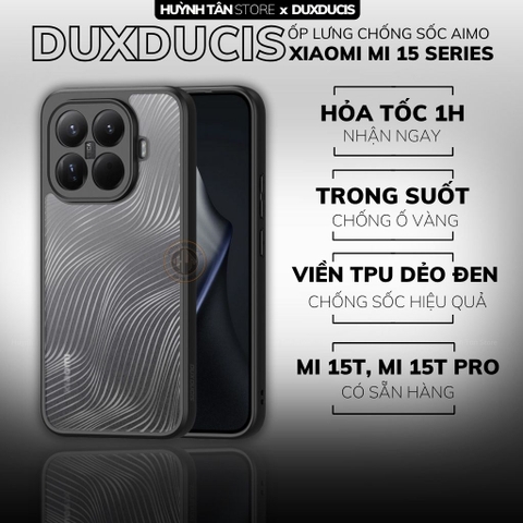 Ốp Xiaomi 17 Pro Max, 15 Ultra, 15T, 14 k70 aimo chính hãng duxducis chống va đập trong suốt không ố vàng huỳnh tân store