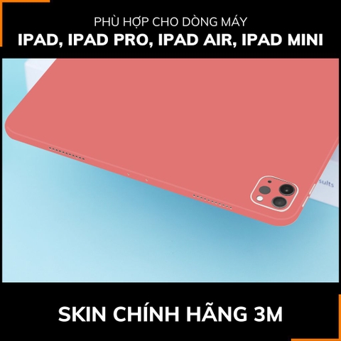 Dán skin ipad , ipad pro, ipad air , ipad mini full body và camera chính hãng 3M - PASTEL  RED - SK-A02-04 phụ kiện điện thoại huỳnh tân store