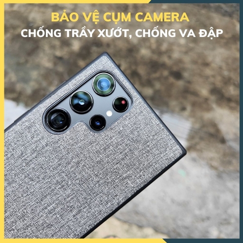 Ốp lưng samsung s22 ultra chống vân tay nhựa cứng viền đen vải jean 1 màu phụ kiện điện thoại huỳnh tân store