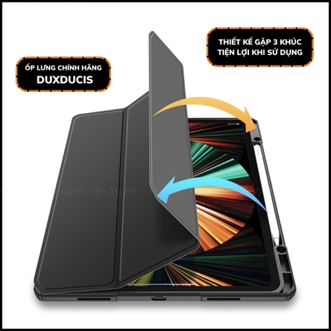 BAO DA ipad pro 11 inch 12,9 inch topy series chính hãng duxducis chống va đập có khay khe để bút