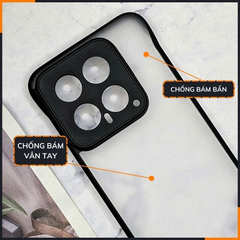 Ốp lưng xiaomi mi 14 nửa cạnh lưng nhám chống bám vân tay bảo vệ camera phụ kiện điện thoại huỳnh tân store