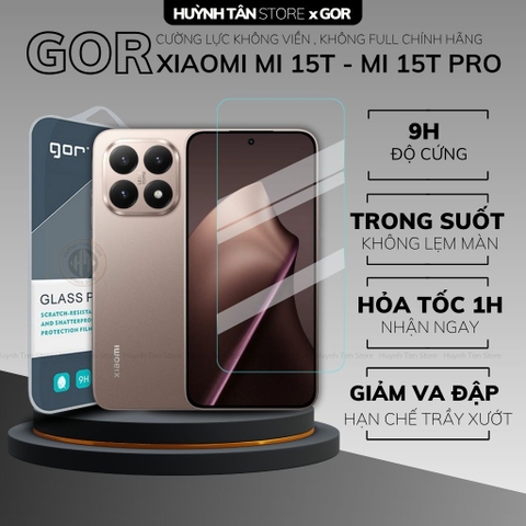 Kính cường lực trong suốt Xiaomi 17 Pro Max , 15T Pro , 14T , 14 , 13 KHÔNG FULL MÀN chống bám vân tay chính hãng GOR