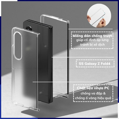 Ốp lưng samsung z fold 4 trong suốt và nhám mờ chống sốc Ringke Fusion chính hãng Korea bảo vệ camera huỳnh tân store